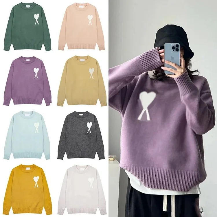 Love jacquard knitted long-sleeved sweater for men and women