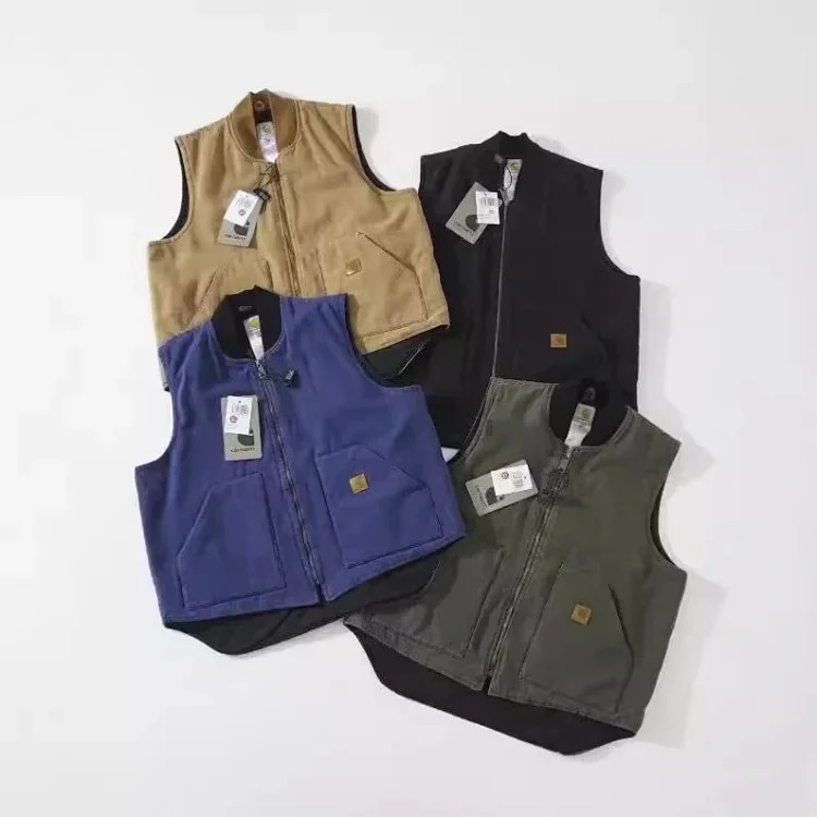 High-quality carh V02 vintage retro washed workwear cotton vest vest couple casual solid color jacket