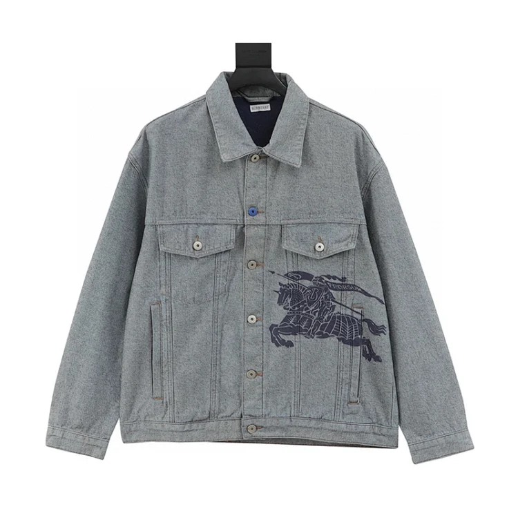 BBR war horse print patch vintage washed denim jacket jacket for men and women