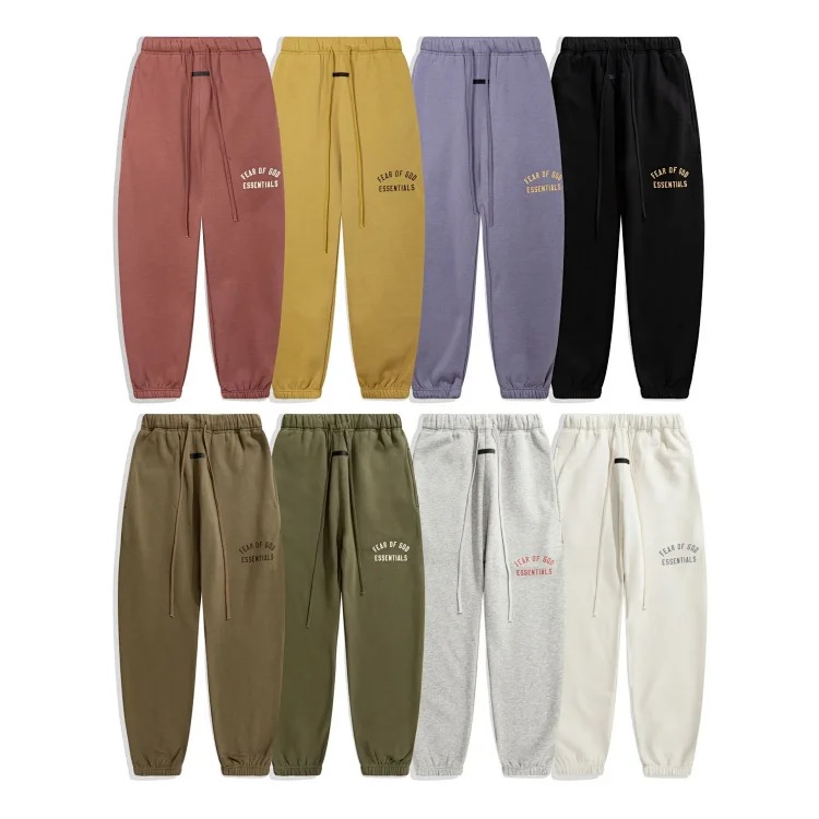 Multi-thread curved flocked letter trousers, same style for men and women